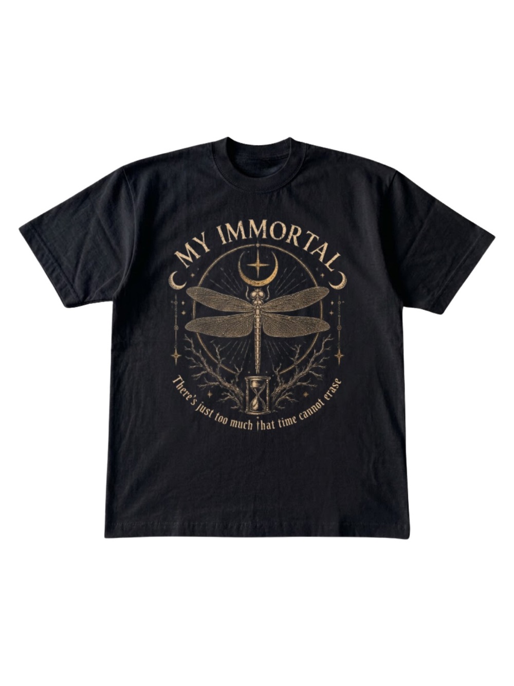 Gildan My Immortal Black Graphic Dragonfly T-Shirt
